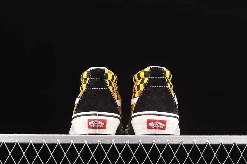All categories Vans Vans series Vans Mid Vans China Special offer Vans Sk8-Mid Vans black blue orange plaid color mid-top casual sneakers VN0A3WM3SW1
